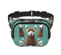 Alpaca Llama Print Square Waist Purse Double Layer Fanny BagTrendy Travel Waist Bag for Men and Women, Black, One Size