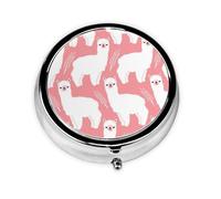 Alpaca Llama Print Stylish Round Pill Box - Mini Travel Companion for Your Medication