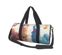 Alpaca Llama Print Travel Duffel Bag Large Foldable Round Travel Carry on Bag with Adjustable Shoulder Strap for Weekender Overnight Flight Hospital Sports