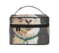 Alpaca Llama Print Travel Makeup Bag - Large Capacity Lightweight Cosmetic Organizer with Handle & Zipper Closure, Large Capacity Toiletry Bags, Holiday Essentials for Women