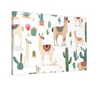 Alpaca Llama -Print Unframed Wall Art 12X18 Inch, Canvas Print with Mounting Hooks, Modern Home Decor for Living Room, Bedroom & Office.