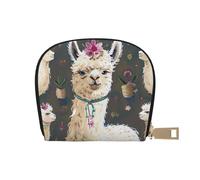 Alpaca Llama Printed Card Holder Wallet, Women's PU Leather Card Case Wallet & Pocket Wallet