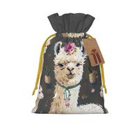 Alpaca Llama Printed Christmas Drawstring Gift Bags-Xmas Wrapping Bags,Candy Bag,For Holiday Party Decorations,Wedding Party Supplies S Yellow Christmas Ribbon