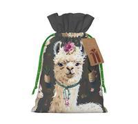 Alpaca Llama Printed Christmas Drawstring Gift Bags-Xmas Wrapping Bags,Candy Bag,For Holiday Party Decorations,Wedding Party Supplies S Green Christmas Ribbon
