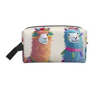 Alpaca Llama Printed Cosmetic Case with Handle, Lightweight Compact Storage for Makeup, Toiletries & Gadgets, Make up Organiser for Travel, School, Work
