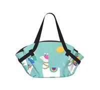 Alpaca Llama Printed Foldable Round Picnic Blanket Converts to Carry Bag, 37in Mat for Camping Date Night