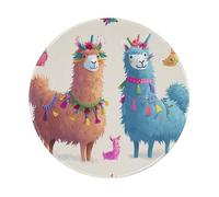 Alpaca Llama Printed Gaming Mouse Pad 4 PCS, Round Non-Slip Rubber Base Laptop Mousepad Desk Mat for Gamer, Office, Home