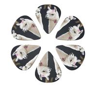 Alpaca Llama Printed Guitar Picks 6-Pack with Holder - 0.46mm Funny Guitar Picks for Acoustic Guitar, Electric Guitar, Bass Guitar