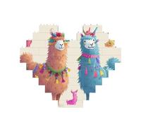 Alpaca Llama Printed Jigsaw Puzzle 10.8x12.8 CM, Heart-Shaped Puzzle Challenging Game for Adults Gifts, Family Fun Decorative Wall Decor