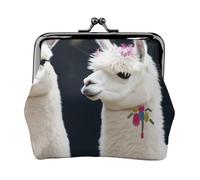 Alpaca Llama Printed Kiss-Lock Coin Purse for Women, Compact Stylish PU Leather Change Pouch for Cards, Coins, Essentials