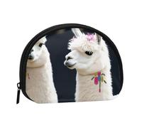 Alpaca Llama Printed Mini Shell-Shaped Coin Purse Zipper Pouch Change Holder Wallet For Men Women