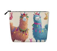Alpaca Llama Printed Travel Makeup Bag Imitation Linen Cosmetic Bags Waterproof Cosmetic Case Organizer for Women