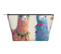 Alpaca Llama Printed Travel Makeup Bag Trapeze Cosmetic Bag Makeup Case Toiletry Bag Organiser for Women