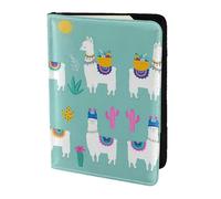 Alpaca Llama Printing Cowhide Passport Holder,Passport Cover,Travel Card Cover Case For Men Women,Documents Protector, Black, One Size