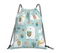 Alpaca Llama Rainbow Cactus Men Women Drawstring Bag Lightweight Drawstring Backpack Portable String Backpack For Climbing Holidays Hiking