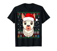 Alpaca Llama Ugly Christmas Sweaters Funny Santa Hat Xmas T-Shirt