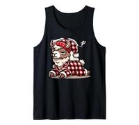Alpaca Llama with Red Buffalo Plaid Pajamas Girl Boy Llama Tank Top