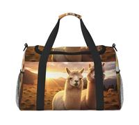 Alpaca Llama2 print Carry on Luggage for Women Men Shoulder Weekender Crossbody Bag for Yoga Travel Must Haves, Black, One Size