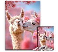 Alpaca Love in Bloom 1000Piece Jigsaw Puzzle Paper Puzzles Ideal for Lover Perfect Christmas New Year Valentine's Gift 1000 PCS(38x26cm)