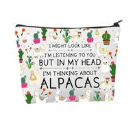 Alpaca Makeup Bag Llama Alpaca Gifts for Alpaca Lovers Funny Alpaca Gifts in My Head I'm Thinking About Alpaca Cosmetic Bag