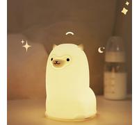 Alpaca Night Light for Kids - 7 Color Changing LED Nursery Lamp with 1H Timer, Touch Control & Battery Operated Cute Silicone Animal Nightlight for Baby, Girls, Women-Bedroom Decor, Gift Idea