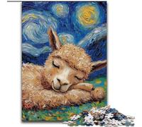Alpaca Night Sky Jigsaw Puzzles for Teenagers 1000, Stress Reliever Staycation Kill Time Parent-child Interaction (26x38cm)