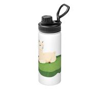 Alpaca On Lotus Leaf 18oz Bulk Insulated Water Bottle, Stainless Steel with Lid for Adults. Ideal for Everyday Use and Outdoor Activities