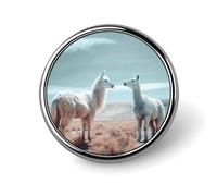 Alpaca on The Grass Badges Decorative, Durable Aluminum Alloy Round Badge, Lightweight Button Brooch for Shirts, Jackets, Hats, Uniforms 1"