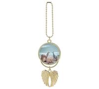 Alpaca on The Grass Car Pendant, Rear View Mirror Hanging Ornament, Auto Decor for Rearview Mirror, Keychain Golden-Style