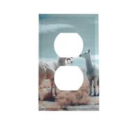 Alpaca on The Grass Outlet Cover, American Standard Wall Plate with Screws - Heat & Impact Resistant Stainless Steel, 1-Gang Duplex Socket Cover for Home Decor