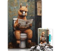 Alpaca on The Toilet Jigsaw Puzzles for Adults 1000 Piece Puzzle,Challenging Game And Family Play Wall Decoration Unique Birthday And Xmas Gifts (38x26cm)
