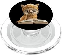 Alpaca Open Book Reading Animal Graphic Portrait Round Lover PopSockets PopGrip for MagSafe