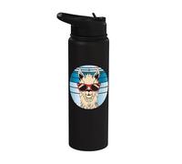 Alpaca or Llama in a Retro Look with Cool Sunglasses Stainless Steel Insulated Water Bottle