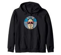Alpaca or llama in a retro look with cool sunglasses Zip Hoodie