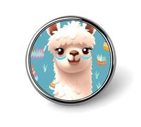 Alpaca Patterm Badges Circle with Button Design, Personalized Picture Pin Brooches, Round Badge Holders for Decorate Hat Shirt Clothing Bag Accessories