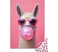 Alpaca Pink Background 1000 Piece Jigsaw Puzzle Jigsaw Puzzle for Adults Bubble Gum Puzzle Game for Family Home Decor Gift 52x38cm/1000pcs