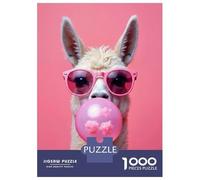 Alpaca Pink Background 1000 Piece Jigsaw Puzzle Jigsaw Puzzle for Adults Bubble Gum Relaxation 52x38cm/1000pcs