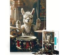Alpaca Plays Drums Adult Jigsaw1000 Pieces Mind Boost Game Premium Laser Cut Quality Relaxing Indoor Group Activity (38x26cm)