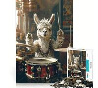 Alpaca Plays Drums Adults 1000 Piece Jigsaw Puzzle Recall Fun Play Premium Laser Cut Quality Quiet Time Mind Exercise at Home (50x75cm)