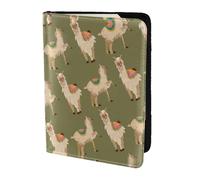 Alpaca. Printing Cowhide Passport Holder,Passport Cover,Travel Card Cover Case For Men Women,Documents Protector, Black, One Size