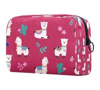 Alpaca Red Llama Cosmetic Bag for Women, Travel Toiletries Bags Large Makeup Handy Pouch Organiser Bag with Zipper