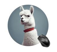 Alpaca Round Mouse Pad, Non-Slip Rubber Base Waterproof Washable, Computer Mouse Mat for Office Gaming Studying, Premium-Textured Durable Portable Circle Mousepad for Desktop PC Notebook