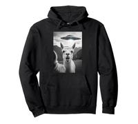 Alpaca Selfie With UFO - Cute Sci-Fi Cosmic Alien Animal Art Pullover Hoodie