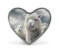 Alpaca Sheep Unisex Novelty Brooches & Pins Heart Metal Lapel Badge for Clothing Shawl Hat