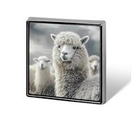 Alpaca Sheep Unisex Novelty Brooches & Pins Square Metal Lapel Badge for Clothing Shawl Hat