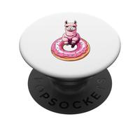 Alpaca Sitting on Donut Illustration PopSockets Adhesive PopGrip