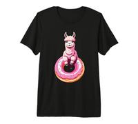 Alpaca Sitting on Donut Illustration Premium T-Shirt
