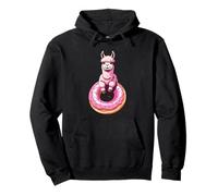 Alpaca Sitting on Donut Illustration Pullover Hoodie