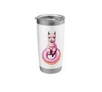Alpaca Sitting on Donut Illustration Stainless Steel Insulated Tumbler