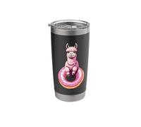 Alpaca Sitting on Donut Illustration Stainless Steel Insulated Tumbler